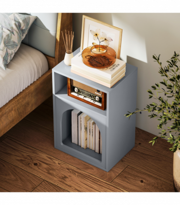 HOMCOM Bedside Table, Modern Bedside Cabinet for Bedroom, Grey
