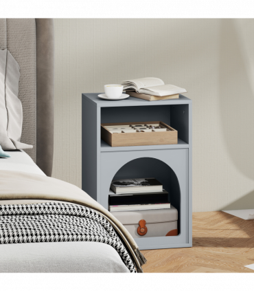 HOMCOM Bedside Table, Modern Bedside Cabinet for Bedroom, Grey