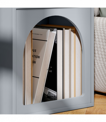 HOMCOM Bedside Table, Modern Bedside Cabinet for Bedroom, Grey