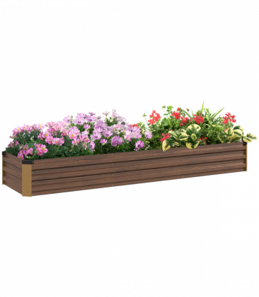 Outsunny Galvanised Raised Bed for Garden, Outdoor Elevated Planter Box, Brown