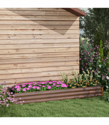 Outsunny Galvanised Raised Bed for Garden, Outdoor Elevated Planter Box, Brown