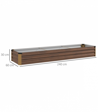 Outsunny Galvanised Raised Bed for Garden, Outdoor Elevated Planter Box, Brown