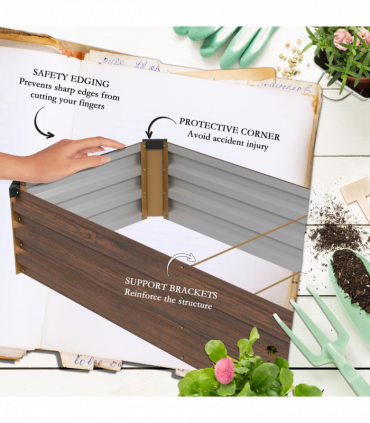 Outsunny Galvanised Raised Bed for Garden, Outdoor Elevated Planter Box, Brown