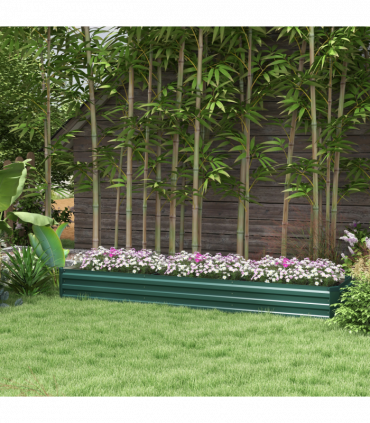 Outsunny Galvanised Raised Bed for Garden, Outdoor Elevated Planter Box Green