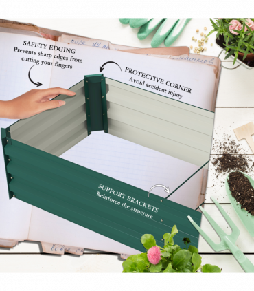 Outsunny Galvanised Raised Bed for Garden, Outdoor Elevated Planter Box Green