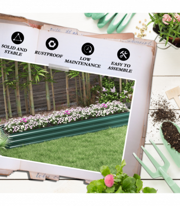 Outsunny Galvanised Raised Bed for Garden, Outdoor Elevated Planter Box Green