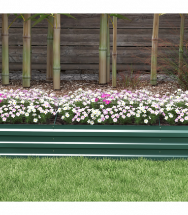 Outsunny Galvanised Raised Bed for Garden, Outdoor Elevated Planter Box Green