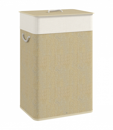 HOMCOM Laundry Hamper with Removable Washable Liner Bag, Nature Wood Finish