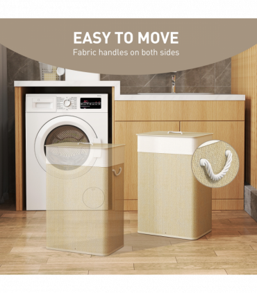 HOMCOM Laundry Hamper with Removable Washable Liner Bag, Nature Wood Finish