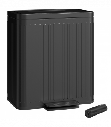 HOMCOM 2 x 20L Double Rubbish Bin, Pedal Bin with Soft-Close Lid, Black