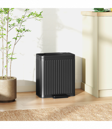 HOMCOM 2 x 20L Double Rubbish Bin, Pedal Bin with Soft-Close Lid, Black