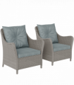 Outsunny 2 Pieces Rattan Garden Chairs, Cushioned Rattan Chairs, Light Grey