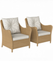 Outsunny 2 Pieces Rattan Garden Chairs, Cushioned Rattan Chairs, Beige