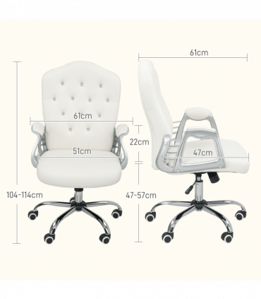 Vinsetto Home Office Chair with Adjustable Height Tilt Function Cream White