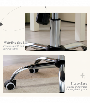 Vinsetto Home Office Chair with Adjustable Height Tilt Function Cream White