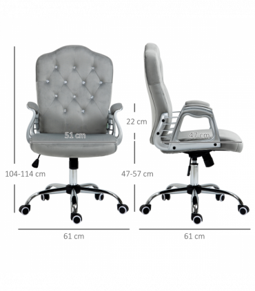 Vinsetto Home Office Chair with Adjustable Height Tilt Function Grey