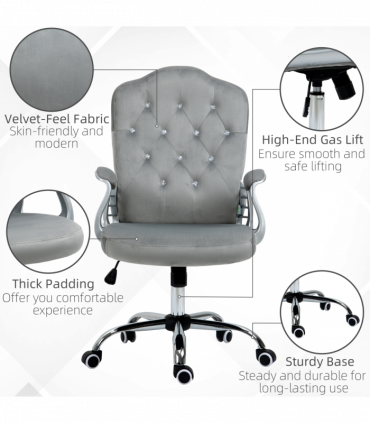 Vinsetto Home Office Chair with Adjustable Height Tilt Function Grey