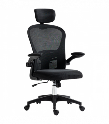 Vinsetto Mesh Chair with Headrest, 4D Lumbar Support, Flip-up Arm, Black