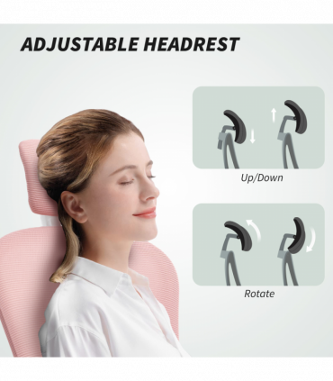 Vinsetto Mesh Chair with Headrest, 4D Lumbar Support, Flip-up Arm, Pink