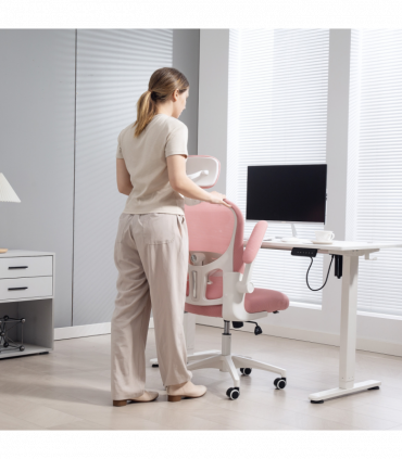 Vinsetto Mesh Chair with Headrest, 4D Lumbar Support, Flip-up Arm, Pink