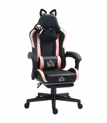 HOMCOM Gaming Chair with Footrest, Reclining Computer Chair, Black
