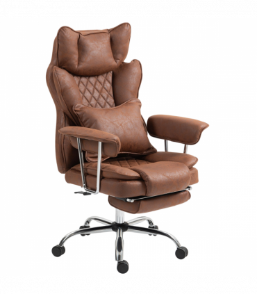 HOMCOM Office Chair, High Back Leathaire Desk Chair for Home, Brown