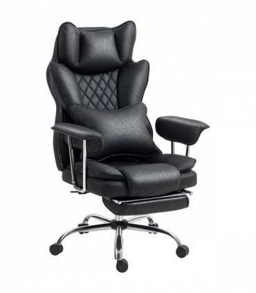 HOMCOM Office Chair, High Back Leathaire Desk Chair for Home, Black