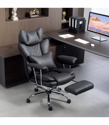 HOMCOM Office Chair, High Back Leathaire Desk Chair for Home, Black
