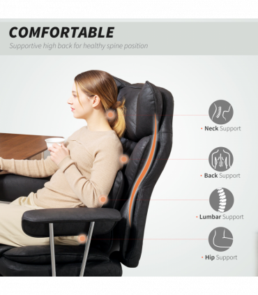 HOMCOM Office Chair, High Back Leathaire Desk Chair for Home, Black