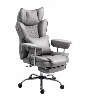 HOMCOM Office Chair, High Back Leathaire Desk Chair for Home, Grey