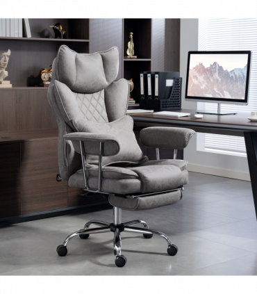 HOMCOM Office Chair, High Back Leathaire Desk Chair for Home, Grey