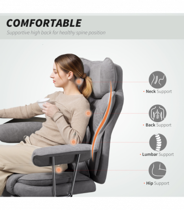 HOMCOM Office Chair, High Back Leathaire Desk Chair for Home, Grey