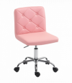 HOMCOM Modern Vanity Computer Desk Chair with Rolling Wheels, Pink