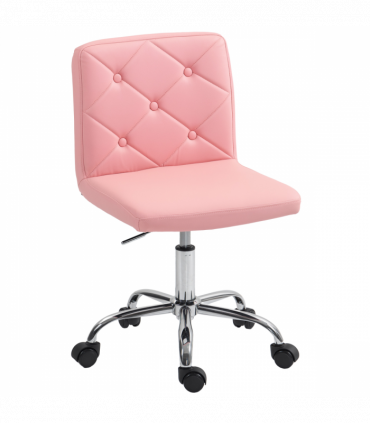 HOMCOM Modern Vanity Computer Desk Chair with Rolling Wheels, Pink