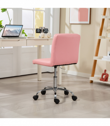 HOMCOM Modern Vanity Computer Desk Chair with Rolling Wheels, Pink