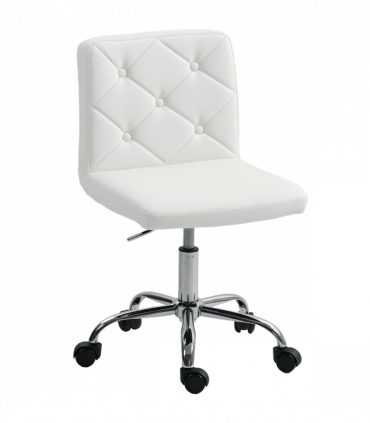 HOMCOM Modern Vanity Computer Desk Chair with Rolling Wheels, White