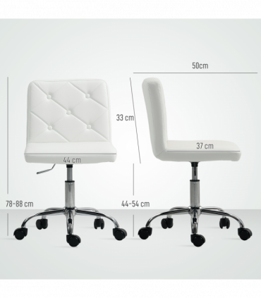 HOMCOM Modern Vanity Computer Desk Chair with Rolling Wheels, White