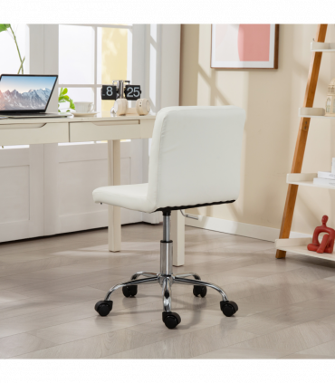 HOMCOM Modern Vanity Computer Desk Chair with Rolling Wheels, White