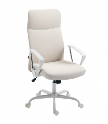 HOMCOM High Back Office Chair, Computer Desk Chair for Home, Cream White