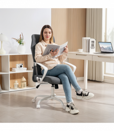 HOMCOM High Back Office Chair, Computer Desk Chair for Home, Grey