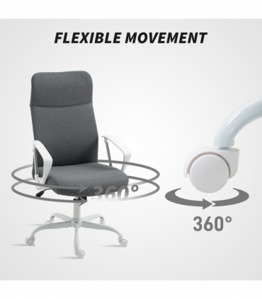 HOMCOM High Back Office Chair, Computer Desk Chair for Home, Grey