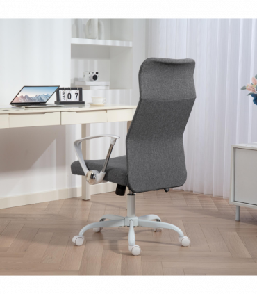 HOMCOM High Back Office Chair, Computer Desk Chair for Home, Grey