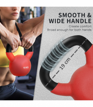 HOMCOM 10KG Kettlebell with Soft Body and Non-Slip Handle, Red
