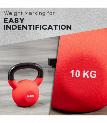 HOMCOM 10KG Kettlebell with Soft Body and Non-Slip Handle, Red