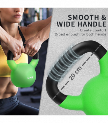 HOMCOM 12KG Kettlebell with Soft Body and Non-Slip Handle, Green