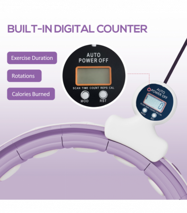 SPORTNOW Smart Weighted Hula Hoop with 16 Detachable Knots, Purple