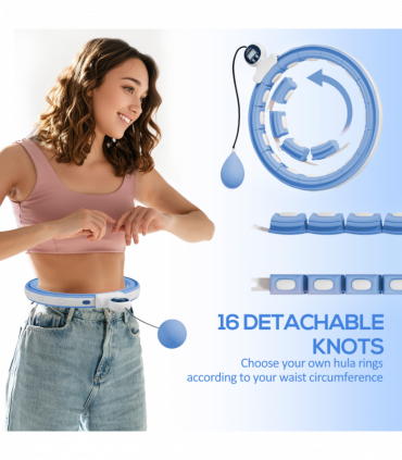 SPORTNOW Smart Weighted Hula Hoop with 16 Detachable Knots, Light Blue