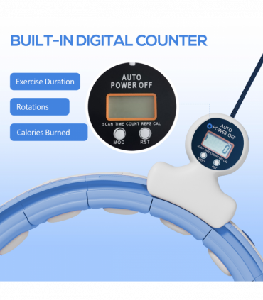 SPORTNOW Smart Weighted Hula Hoop with 16 Detachable Knots, Light Blue