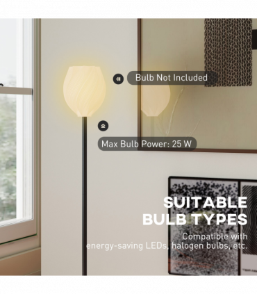 HOMCOM 3D Printed Standing Lamp with Shade, E27 Holder without Bulb, White