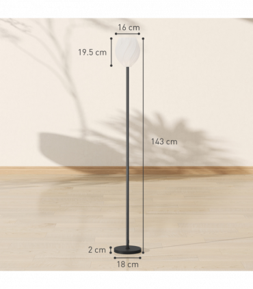 HOMCOM 3D Printed Standing Lamp with Shade, E27 Holder without Bulb, White